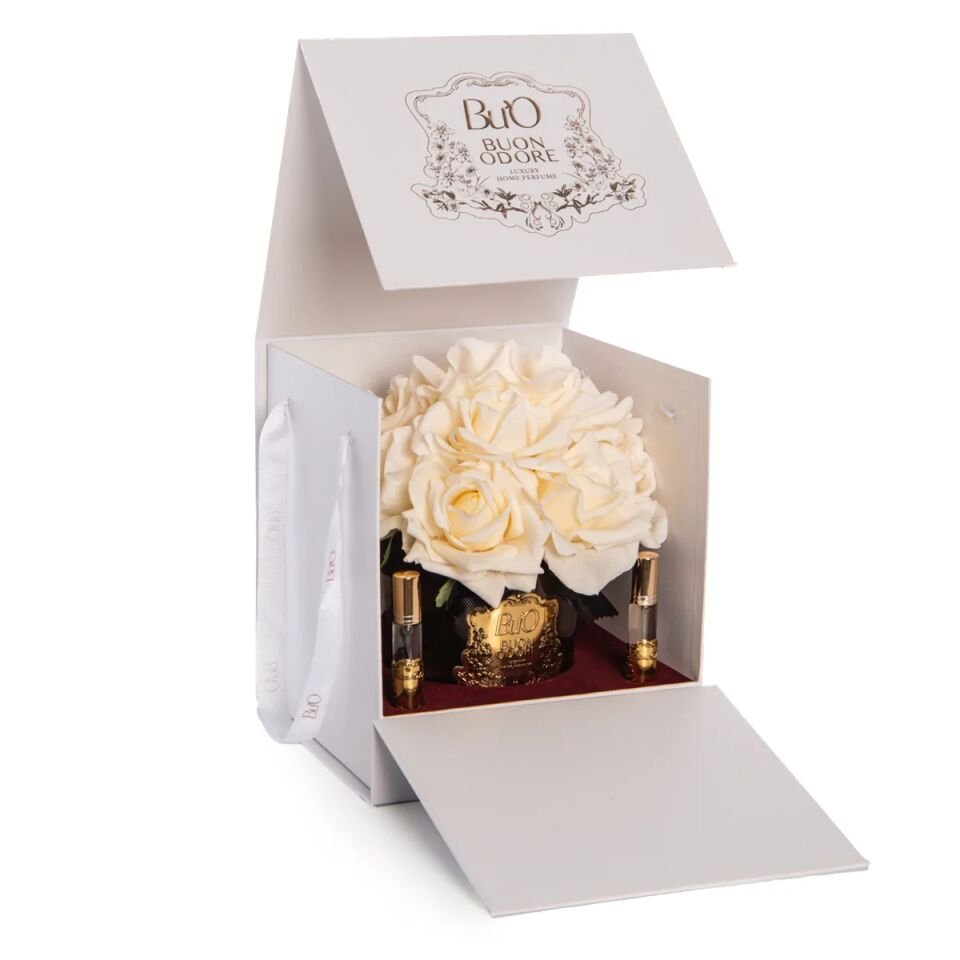 SİYAH CAM GOLD 14 GÜL Krem