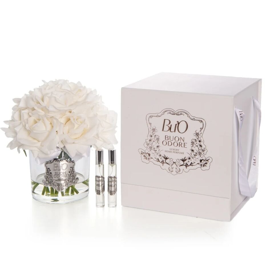 Cam Silver 14 Gül Luxury Home Perfume Beyaz