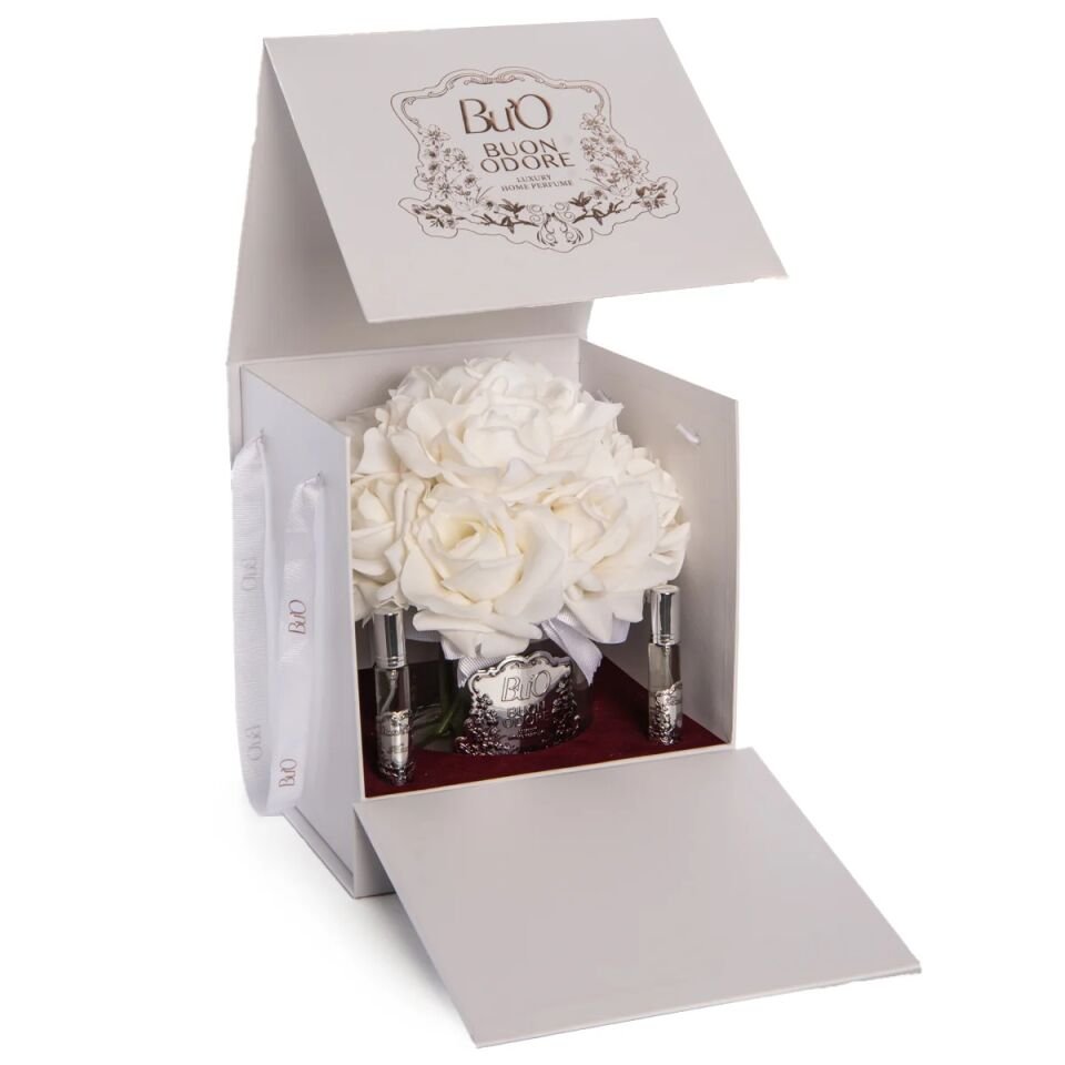 Cam Silver 14 Gül Luxury Home Perfume Beyaz