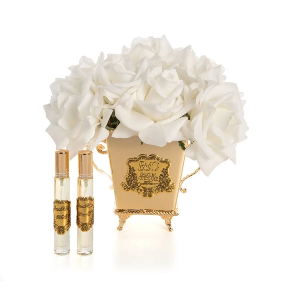Gold Pirinç 10 Gül Luxury Home Perfume Beyaz