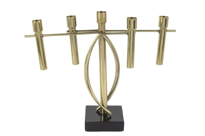 Gold Siyah 5 Kollu Şamdan 39x11x31cm