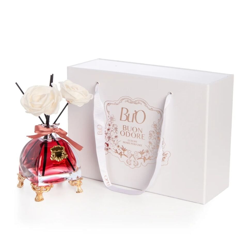 Gold Pirinç Ayaklı Kare Cam Difusser Pembe - 250ml