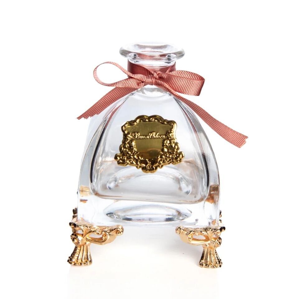 Gold Pirinç Ayaklı Kare Cam Difusser Pembe - 250ml