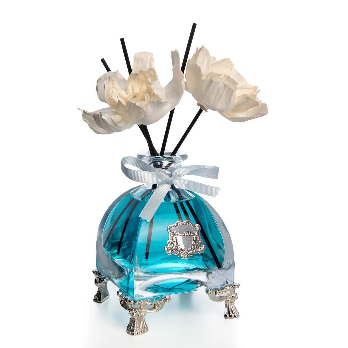 Silver Pirinç Ayaklı Kare Cam Difusser Mavi - 250ml