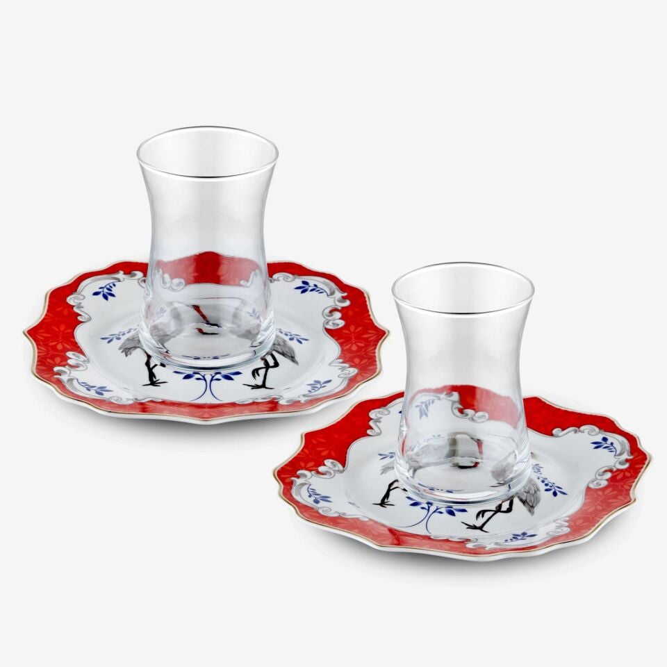 ALLURE 2'Lİ ÇAY TABAĞI SETİ Kırmızı