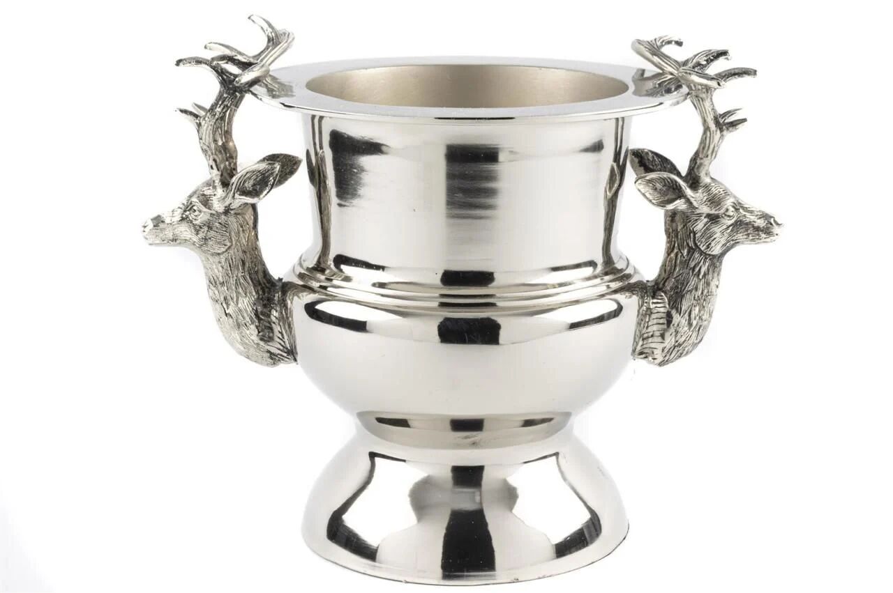 Gümüş Geyikli Şampanya Kovası 25x25x28cm