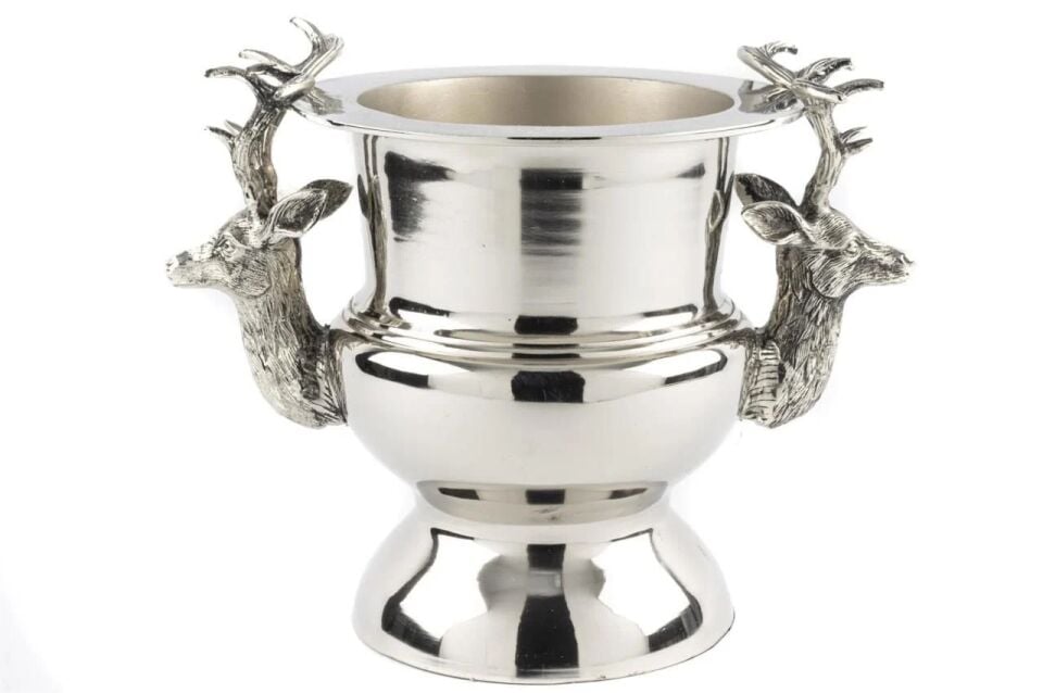 Gümüş Geyikli Şampanya Kovası 25x25x28cm