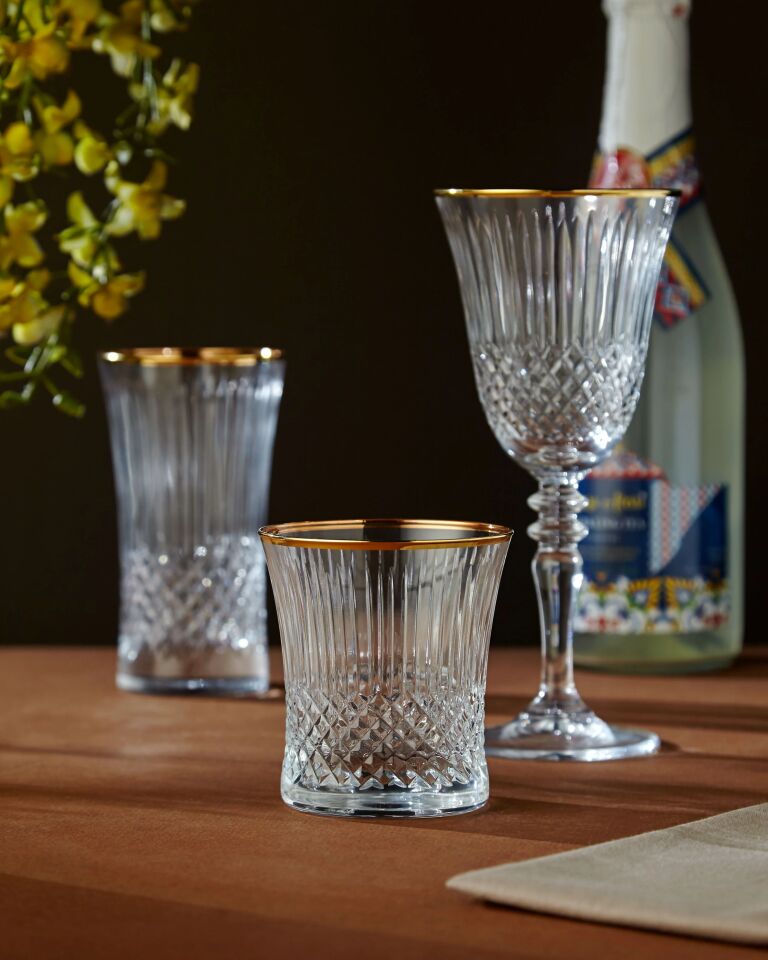 KRISTAL KESME SU BARDAĞI ALTIN DEKORLU 240 cc.