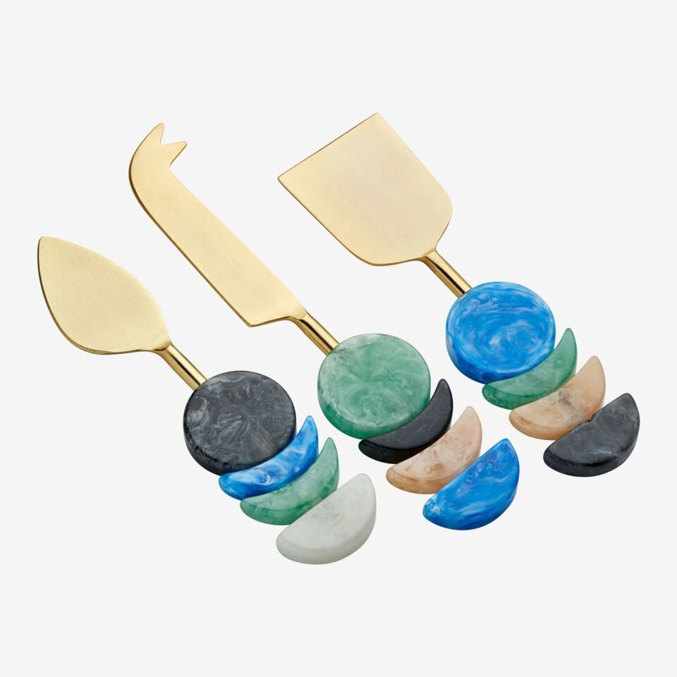 3'lü Peynir Servis Seti Renkli Resin