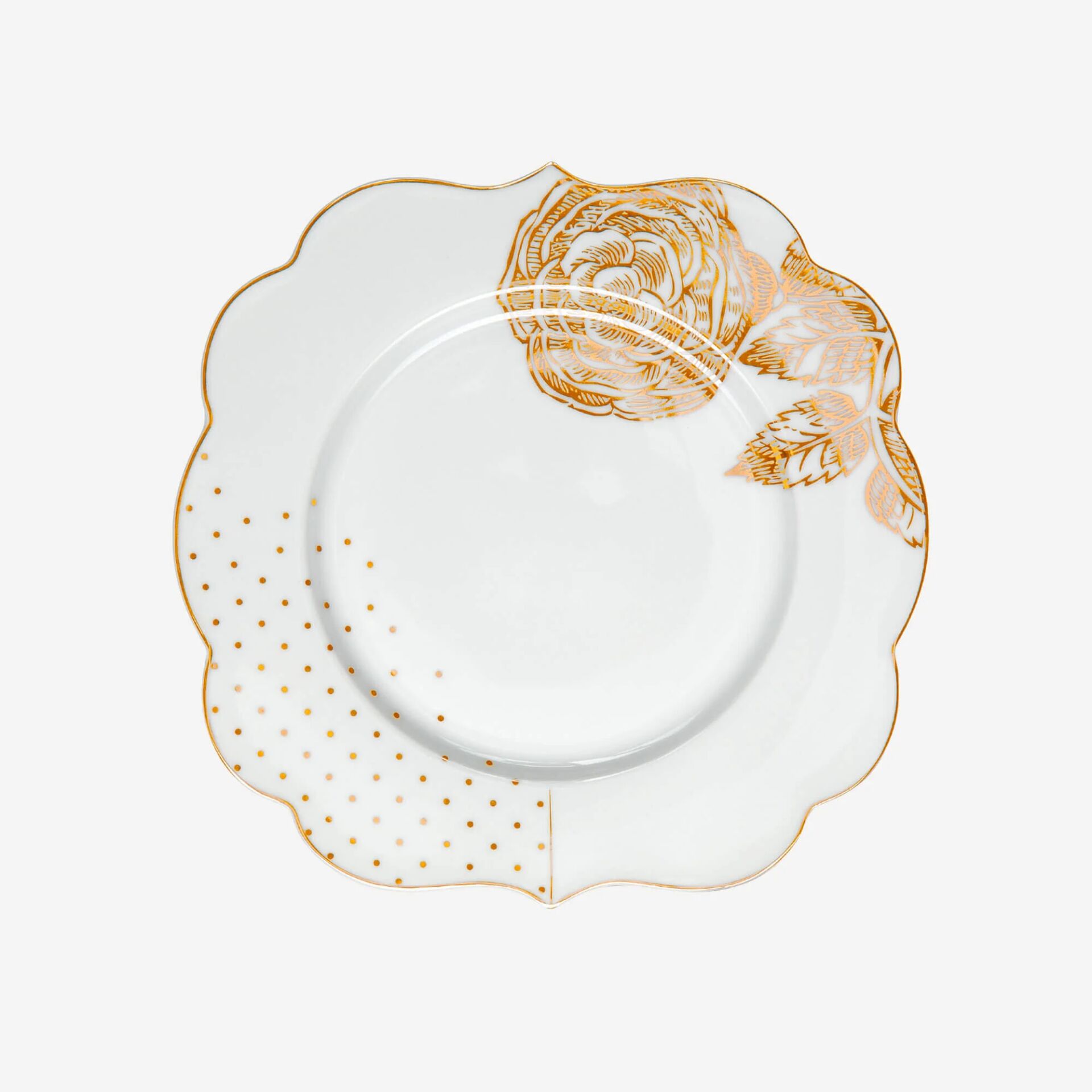 Royal White Pasta Tabağı Altın/Beyaz - 17cm