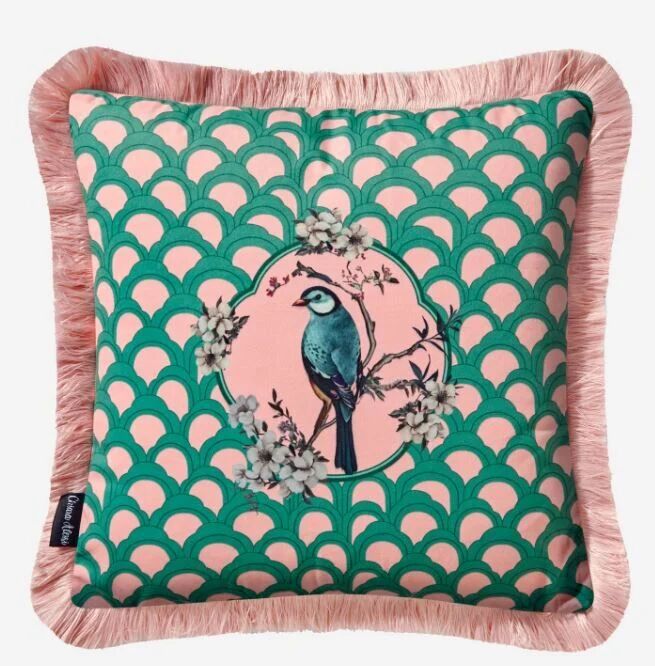 VERDE ROSA KUŞ DESENLİ YASTIK 45*45 CM