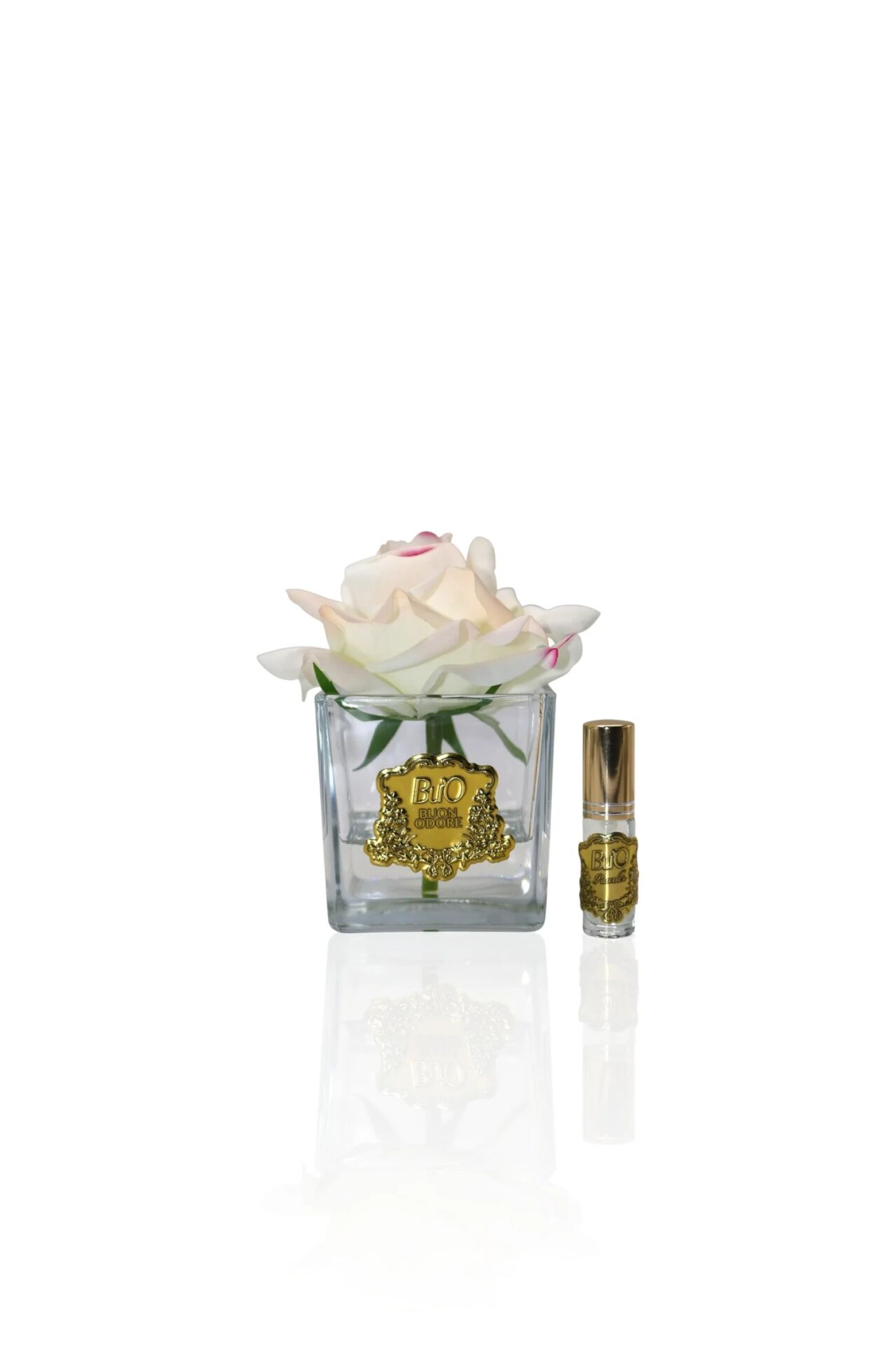 Kare Cam Gold Tek Gül Allıklı