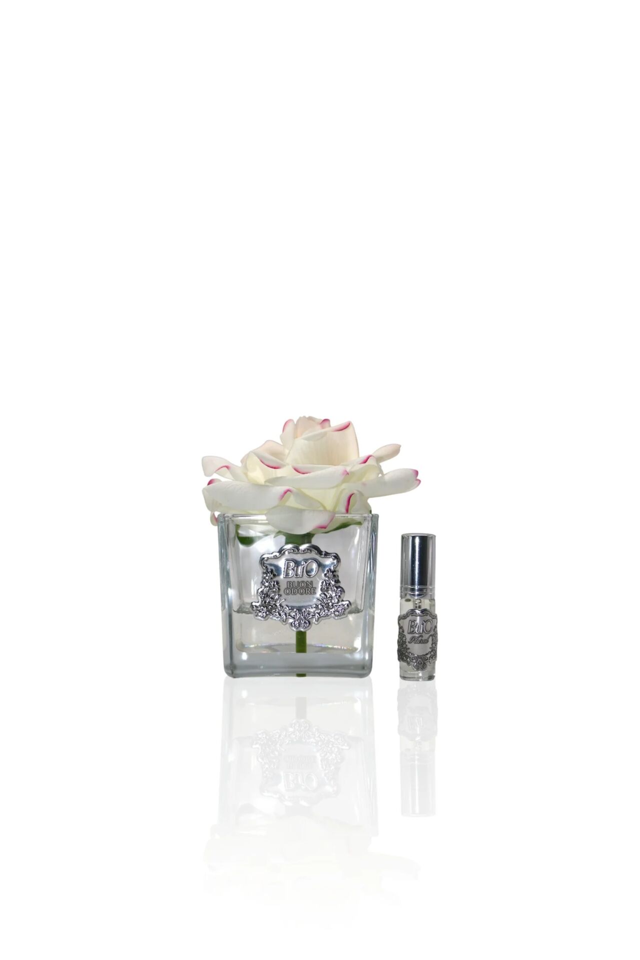 Kare Cam Silver Tek Gül Allıklı