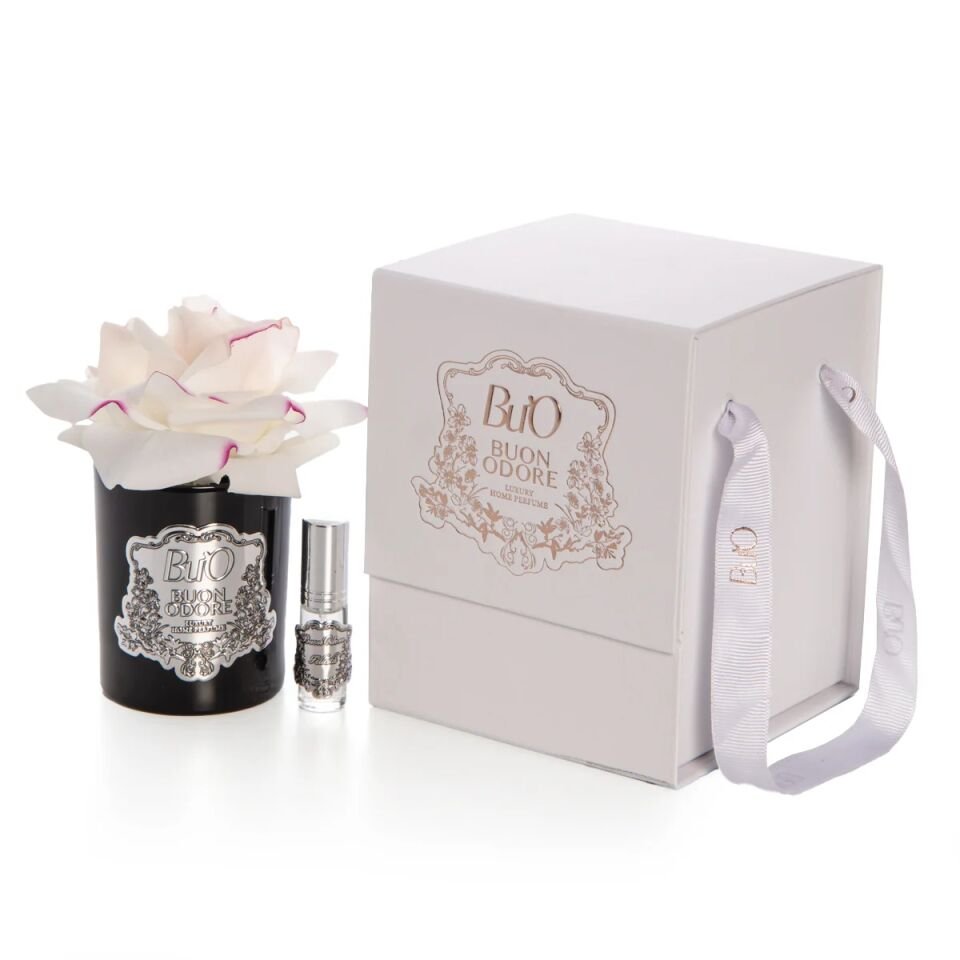 Siyah Cam Silver Tek Gül