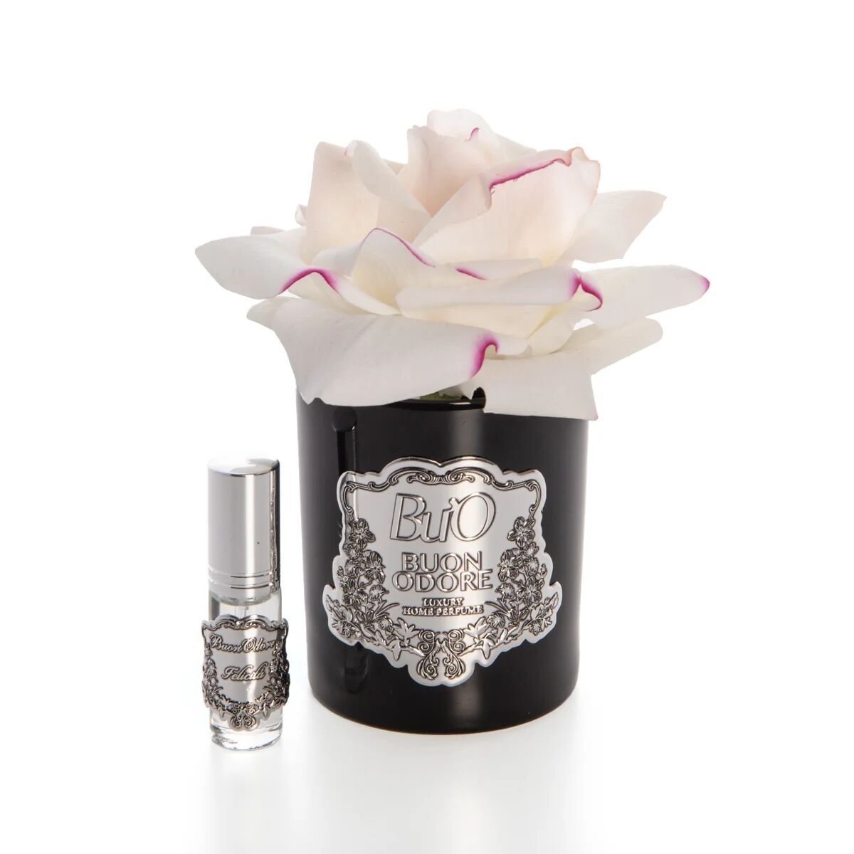 Siyah Cam Silver Tek Gül Allıklı