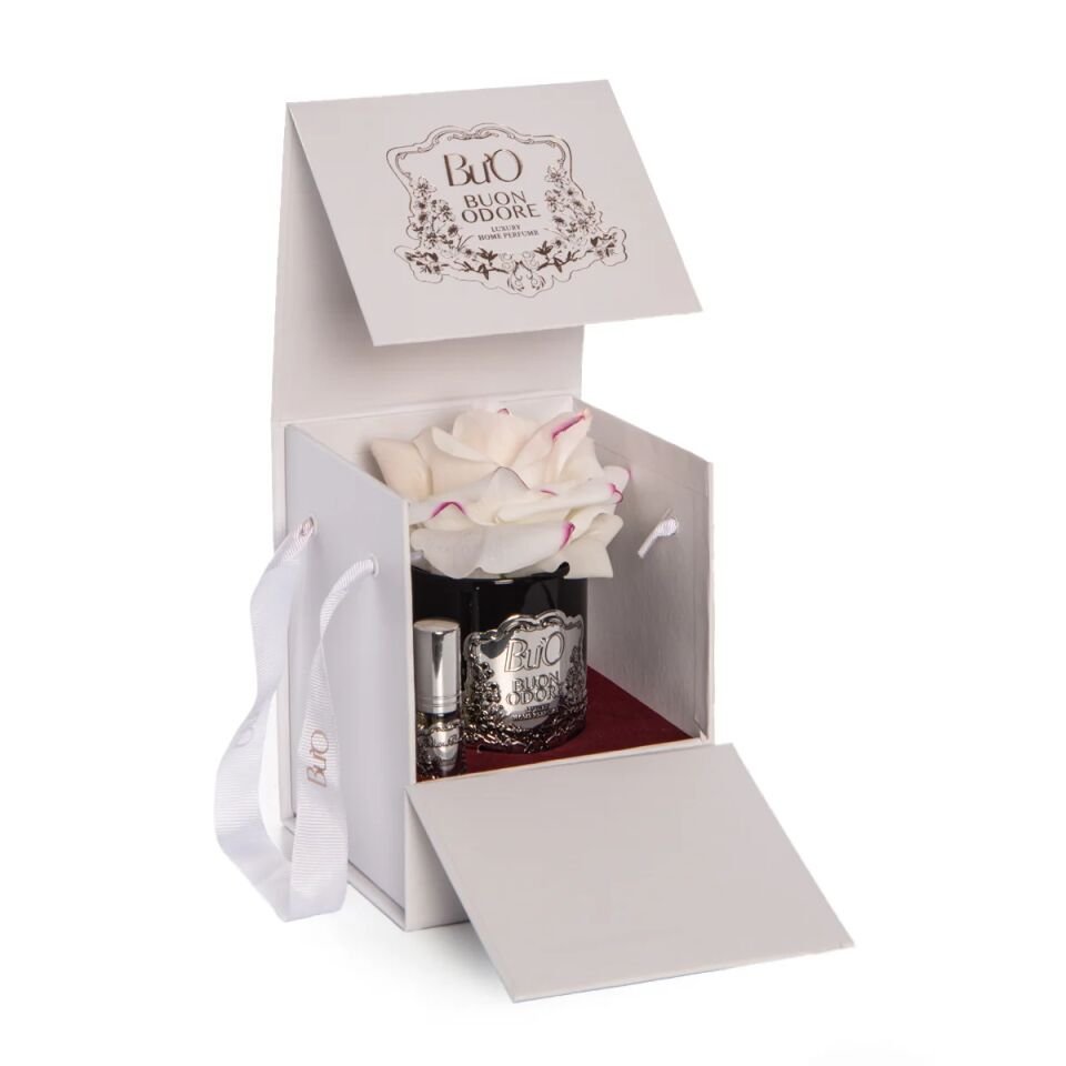 Siyah Cam Silver Tek Gül Allıklı