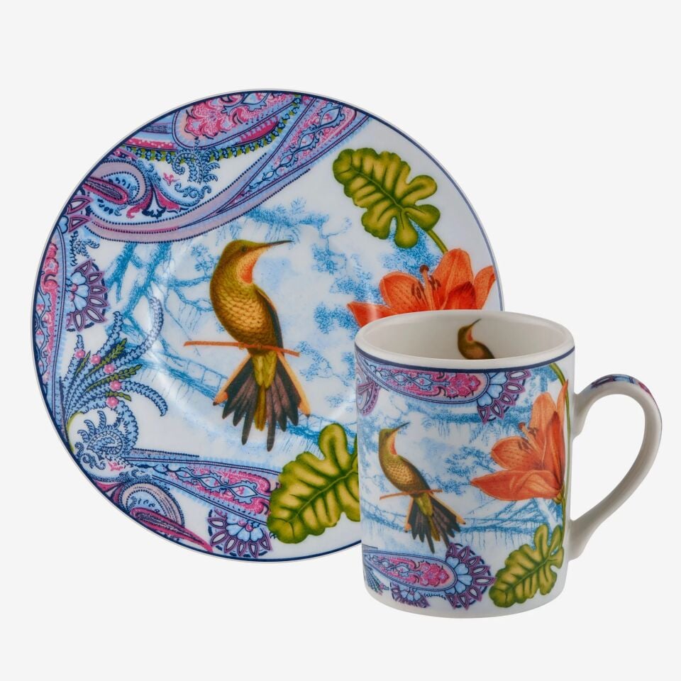 Magic Garden Turkuaz Yuvarlak Kutulu 2'li Türk Kahvesi Fincanı Seti Turkuaz