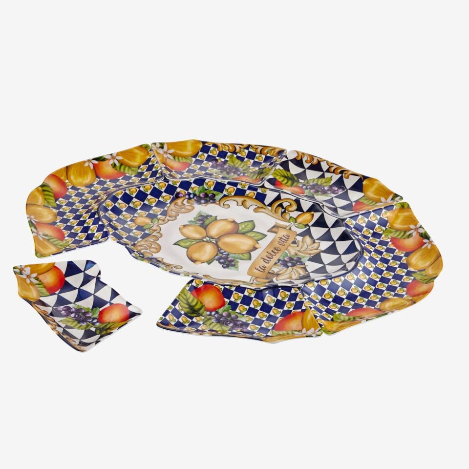 ÖN SİPARİŞ - Capri Limon Buketi Meze Tabağı 7'li Set Mavi