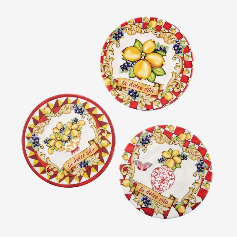 Capri Limonlu 3'lü Bardak Altlığı Kırmızı