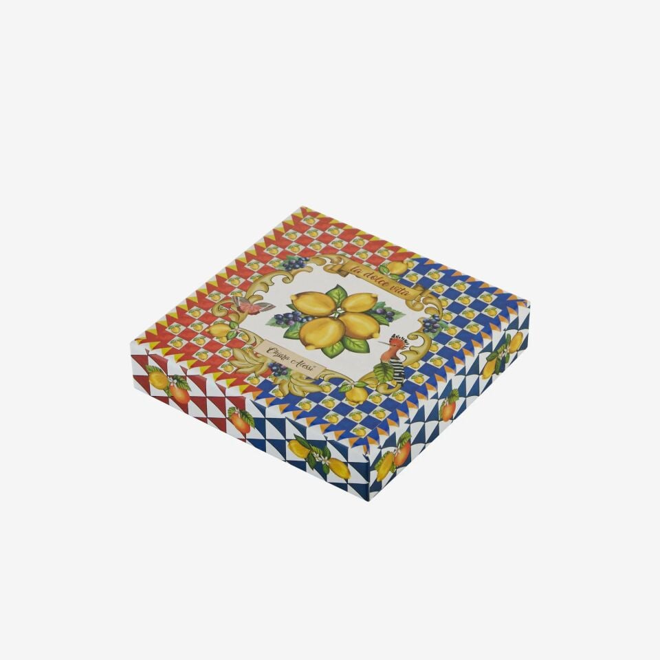 Capri Limonlu 3'lü Bardak Altlığı Mavi