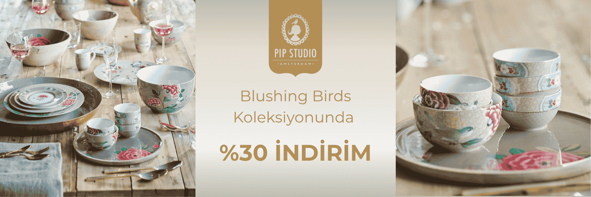 Si Design & Home Pip Studio Blushing Birds Banner